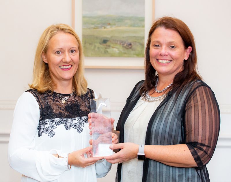 Sheena Bailey and Louella Morton winning Woman in Technology Award 2018